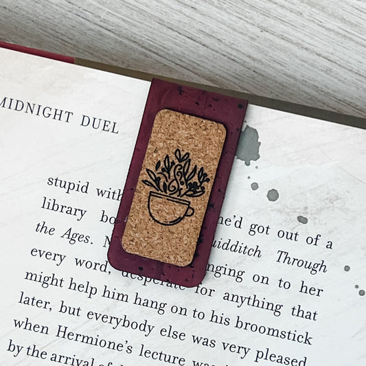 Teacup Magnetic Bookmark - Cork Fabric