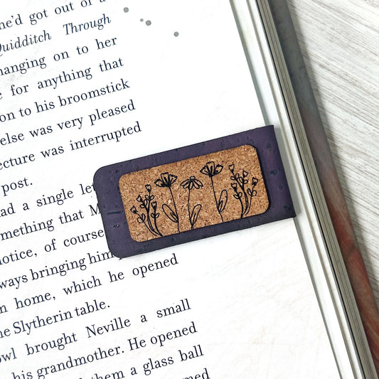 Wildflower Magnetic Bookmark - Cork Fabric