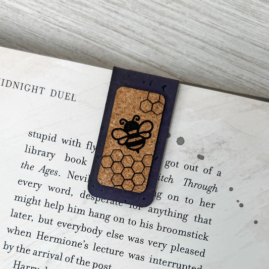 Bee Magnetic Bookmark - Cork Fabric
