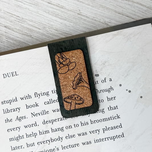 Mushrooms Magnetic Bookmark - Cork Fabric