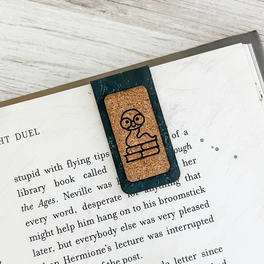 Bookworm Magnetic Bookmark - Cork Fabric