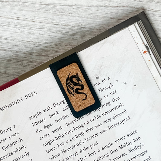 Dragon Magnetic Bookmark - Cork Fabric