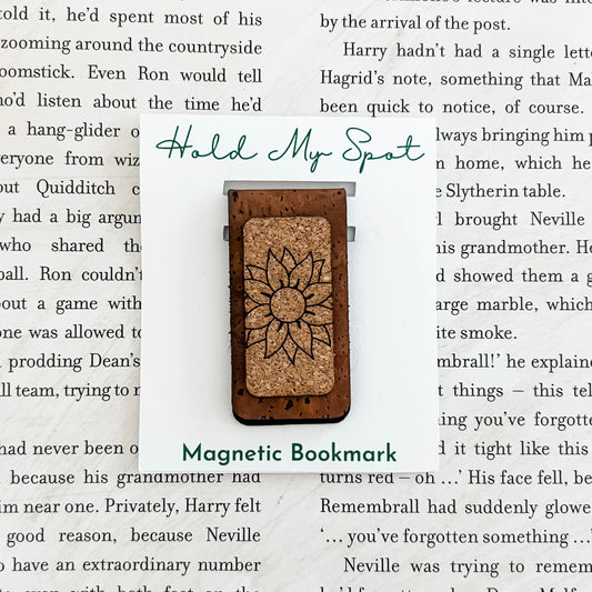 Sunflower Magnetic Bookmark - Cork Fabric