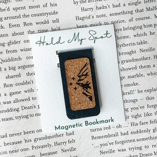 Mountain and Stars Magnetic Bookmark - Cork Fabric
