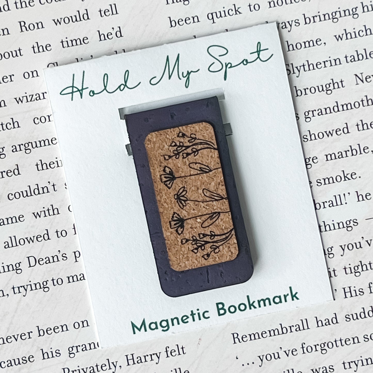 Wildflower Magnetic Bookmark - Cork Fabric