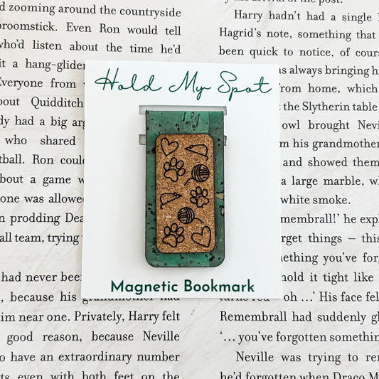 Kitty Love Magnetic Bookmark - Cork Fabric