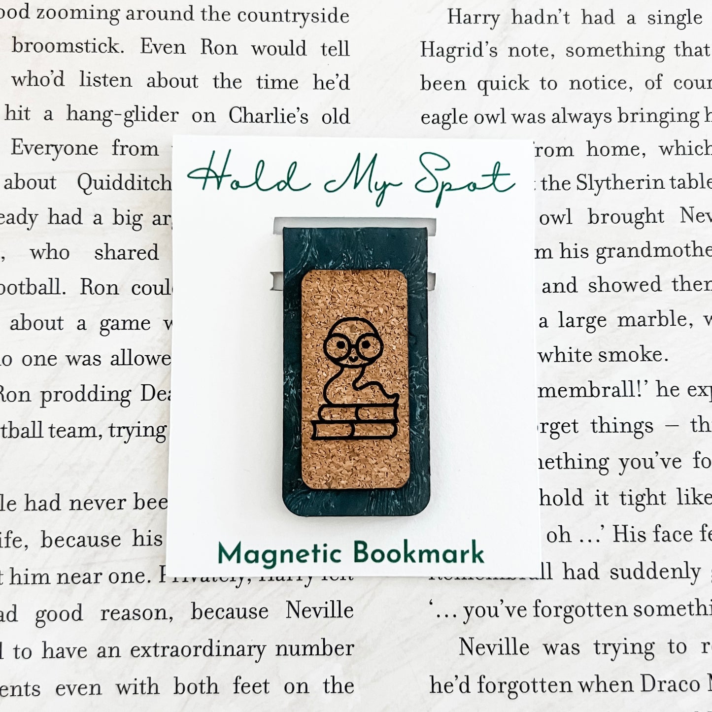 Bookworm Magnetic Bookmark - Cork Fabric