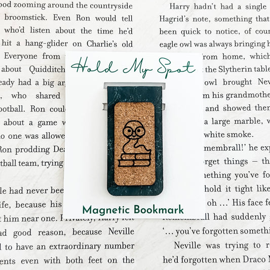 Bookworm Magnetic Bookmark - Cork Fabric
