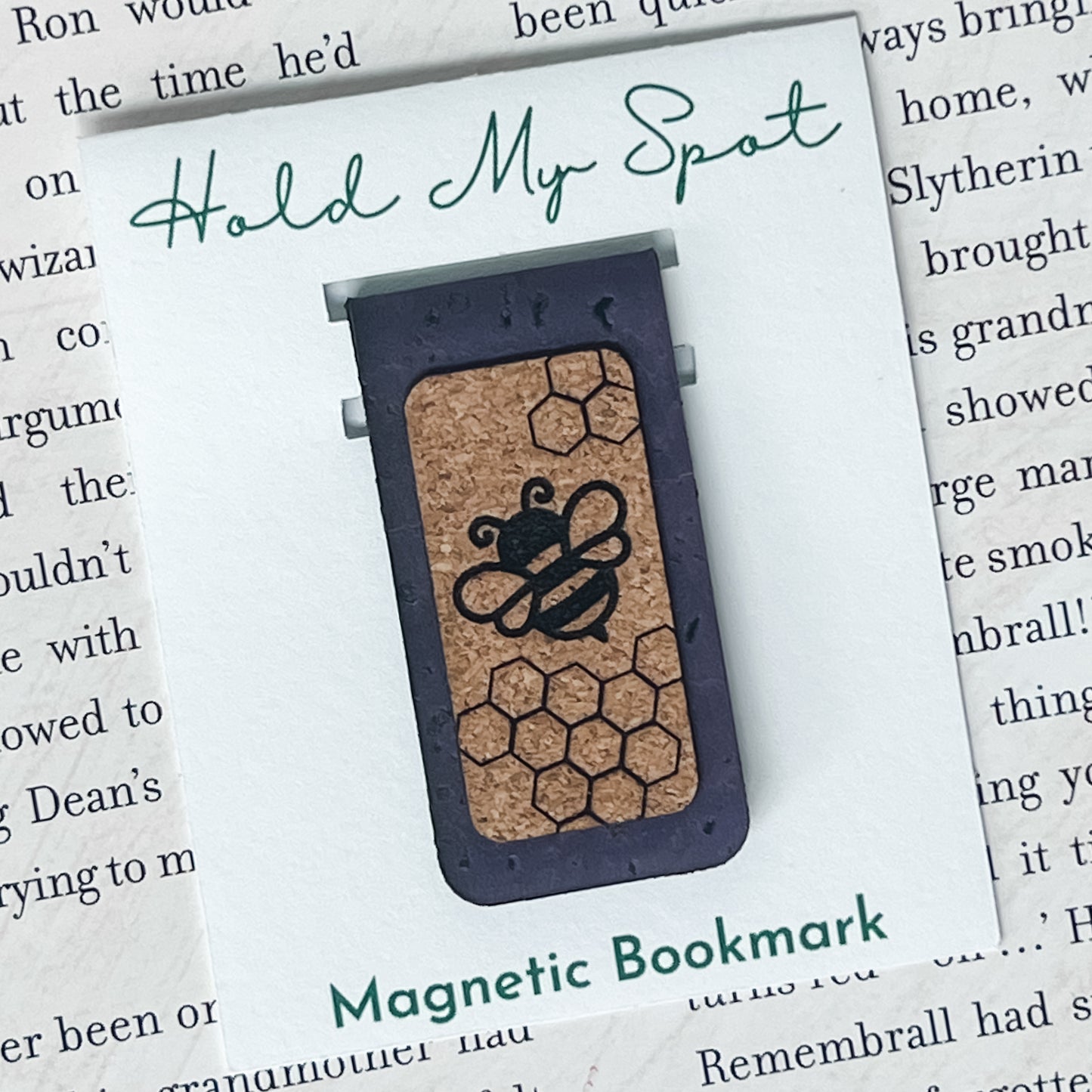 Bee Magnetic Bookmark - Cork Fabric
