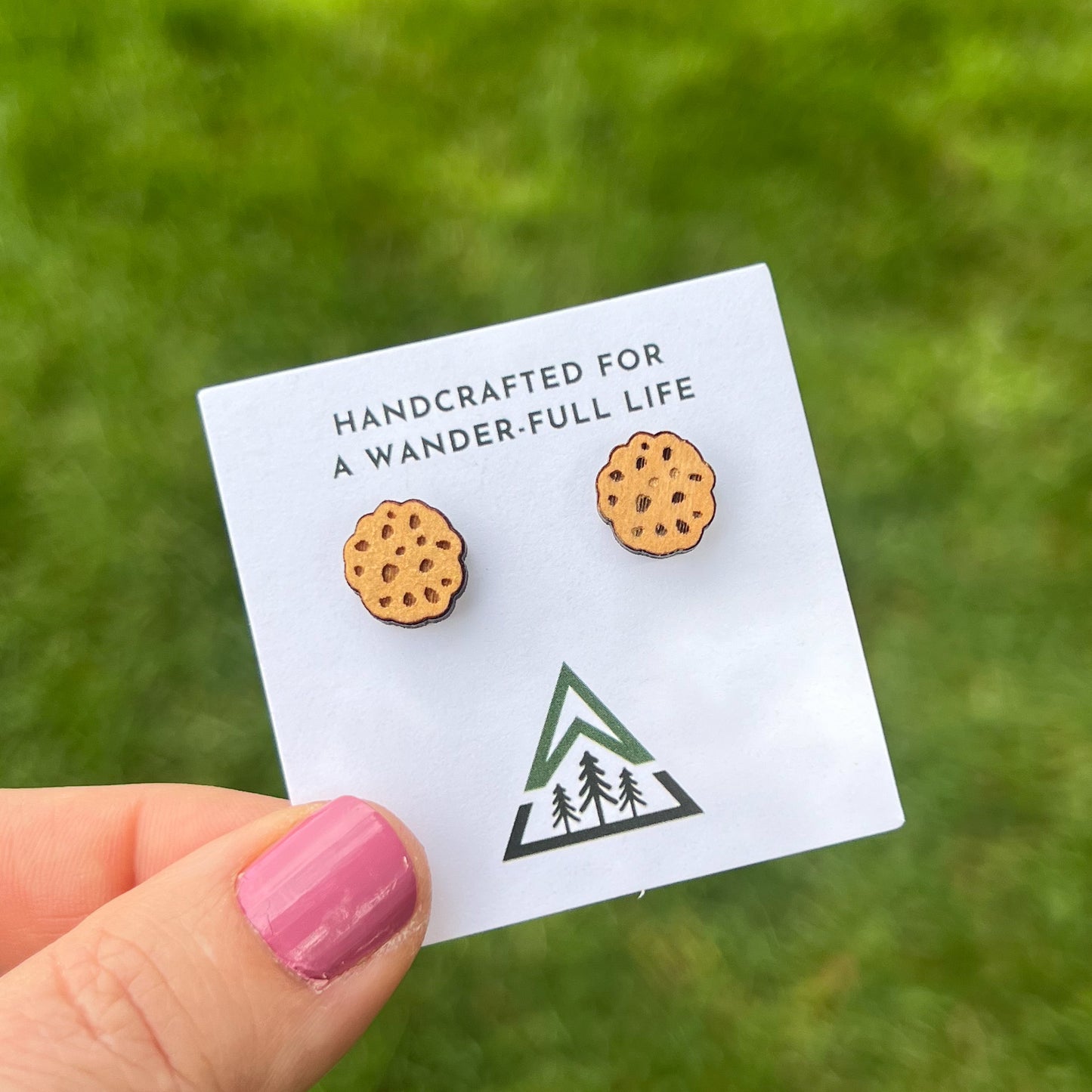 Milk and Cookies Handpainted wood stud earrings