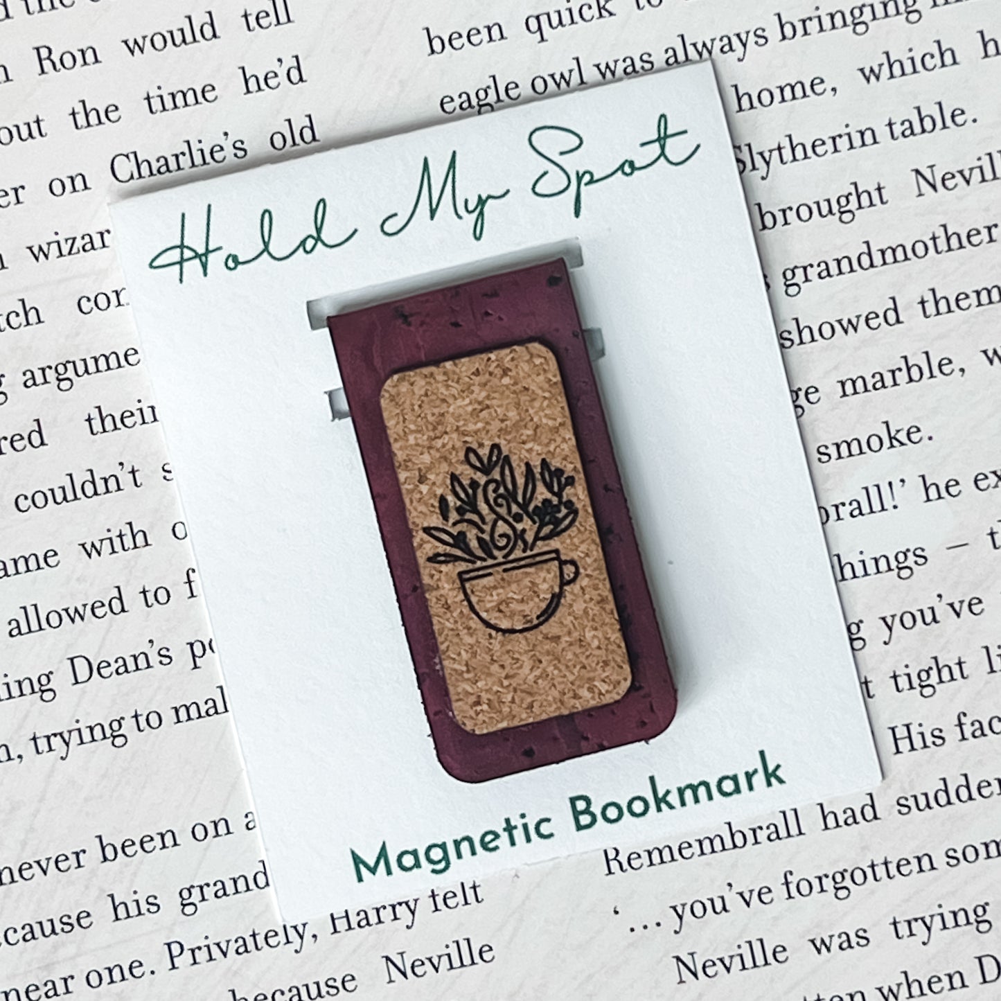 Teacup Magnetic Bookmark - Cork Fabric
