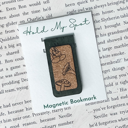 Mushrooms Magnetic Bookmark - Cork Fabric