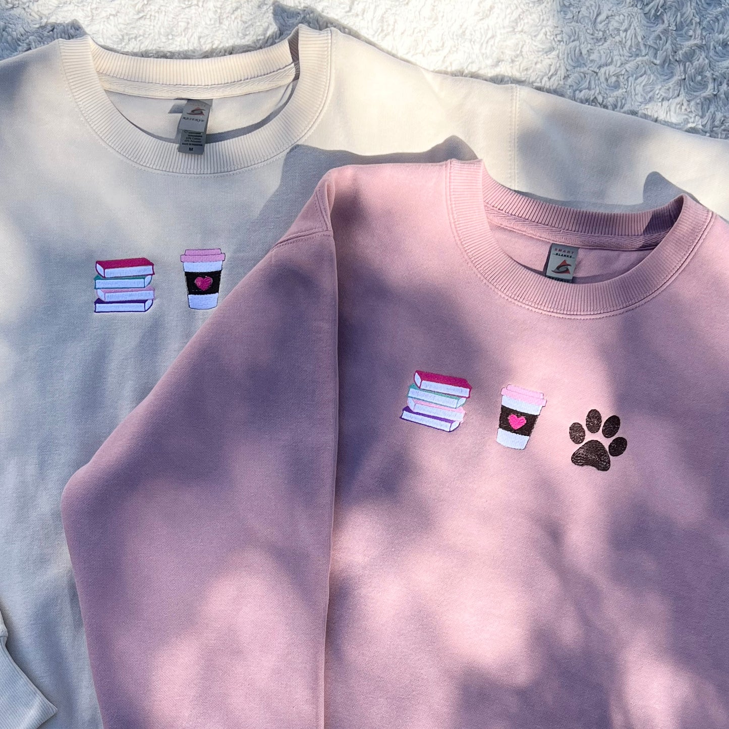 Books Coffee Pets Embroidered Sweatshirt Crewneck