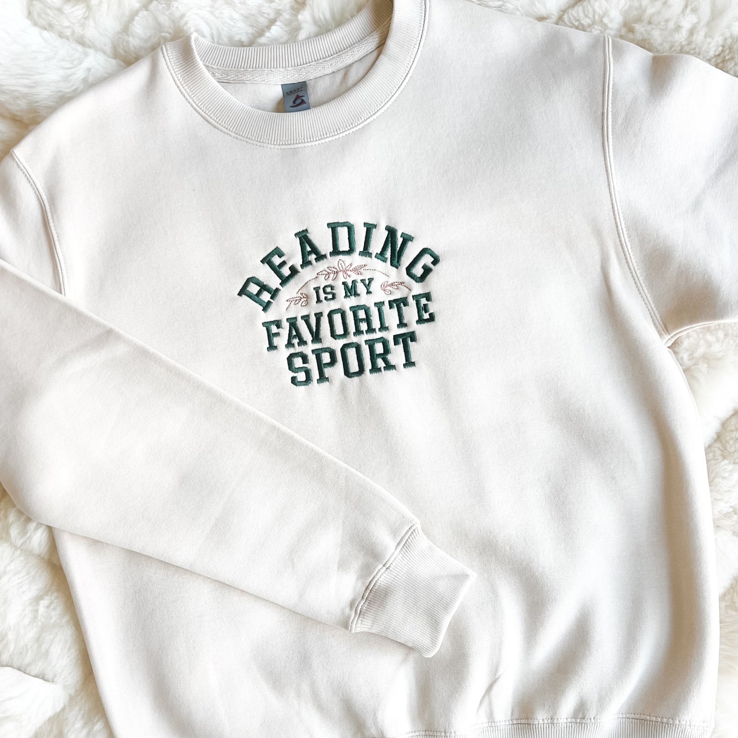 Favorite Sport is Reading Embroidered Sweatshirt Crewneck